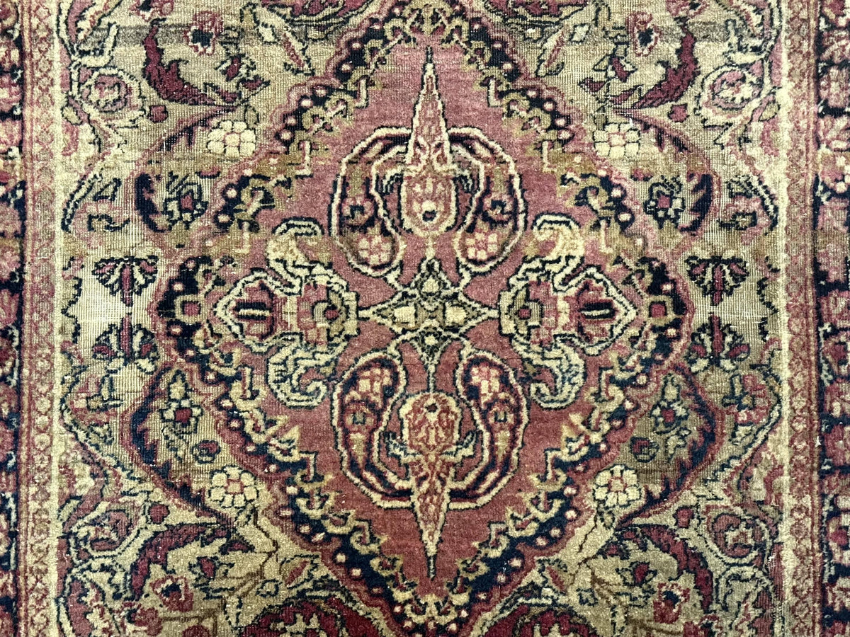 Antique Persian Lavar Rug 3x5, Persian Kerman Rug, Traditional Persian Carpet