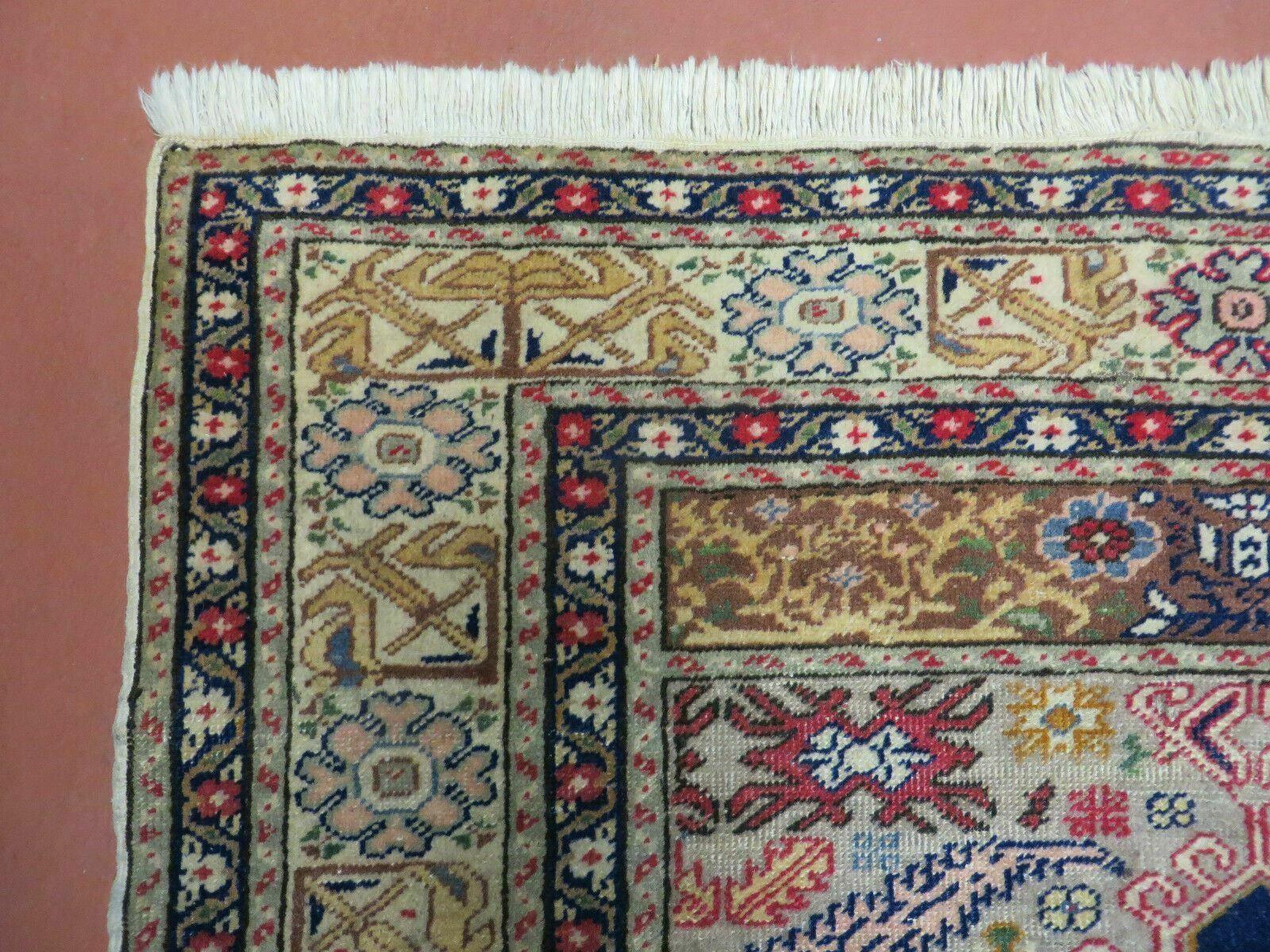 3' X 4' Semi Antique Handmade Turkish Prayer Kaisery Wool Rug Nice - Nuvé
