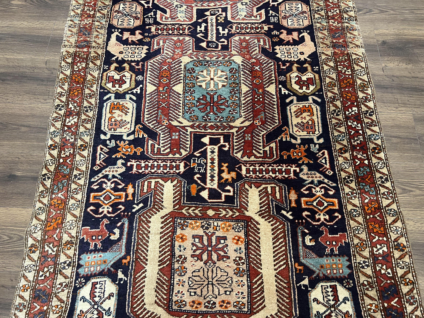 Persian Ardabil Wide Runner Rug 4x10 - Geometric Medallions & Animal Pictorials - Nuvé