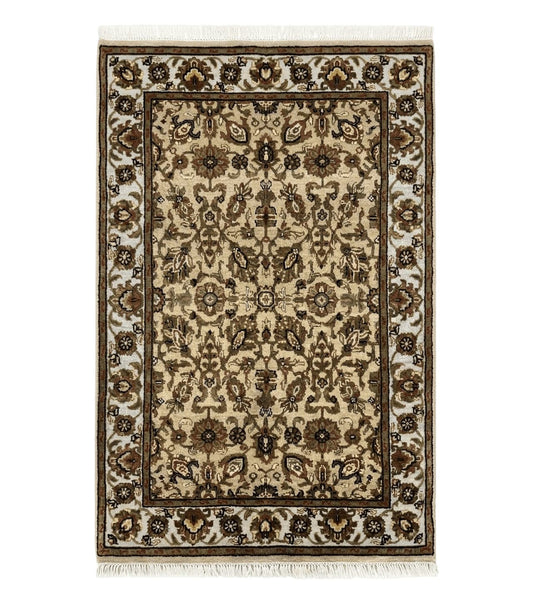 Pak Persian Rug 4x6, Floral Allover Vintage Oriental Carpet, Handmade Wool Rug