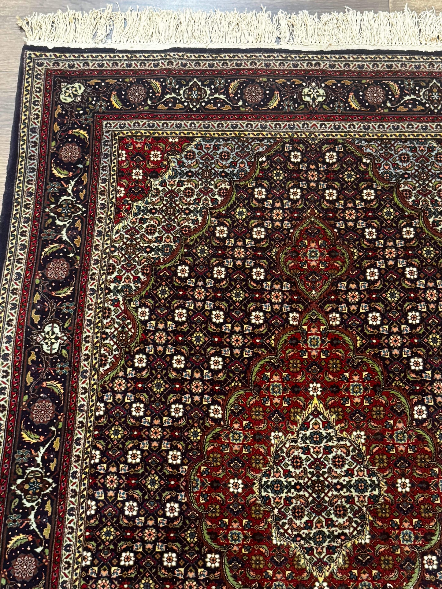 Persian Tabriz Rug 3x5, Wool on Silk Foundation, Very Fine 550 KPSI, Dark Navy Blue - Nuvé