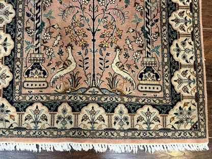 Small Tree of Life Prayer Rug, Pak Persian Rug 2.7 x 4, , Birds, Lantern, Handmade Vintage Fine 260 KPSI - Nuvé