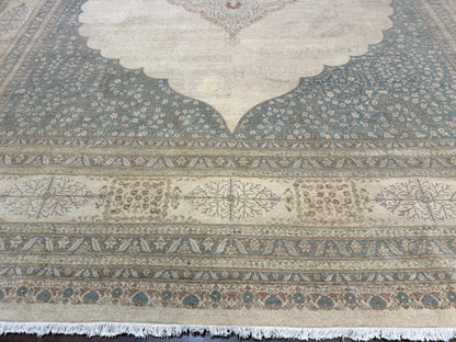 Palace Size Pak Persian Rug 12x18, Haji Jalili Design, Pakistani Carpet, Oat and Light Blue, Fine 260 KPSI - Nuvé