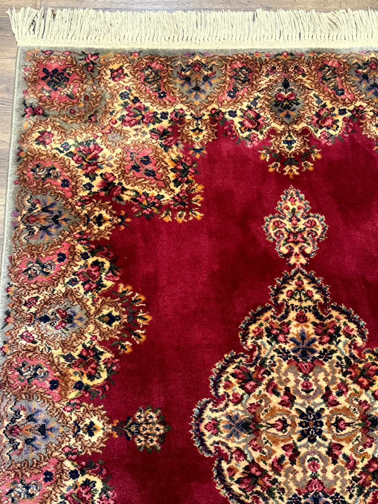 Karastan Rug 4x6 Red Medallion Kirman #762, Wool Vintage Original 700 Series - Nuvé