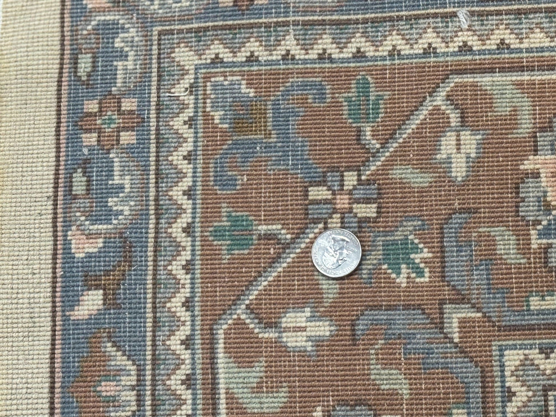 Indo Persian Rug 6x9, Beige, Allover Pattern, Vintage Wool Oriental Carpet - Nuvé