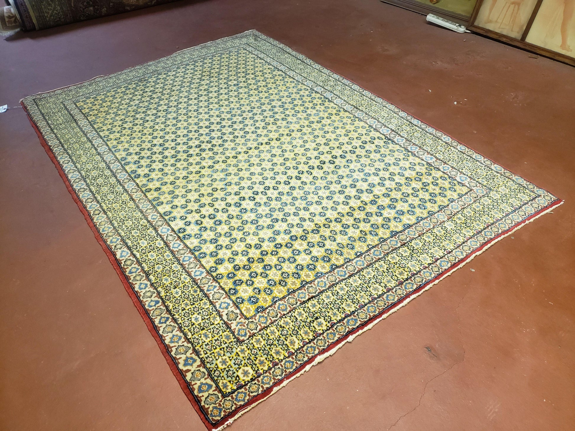 5x7 Authentic Handmade Rug Star Of David Wool Rug Green Rug Gold Rug 4x6 Rug - Nuvé
