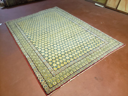 5x7 Authentic Handmade Rug Star Of David Wool Rug Green Rug Gold Rug 4x6 Rug - Nuvé
