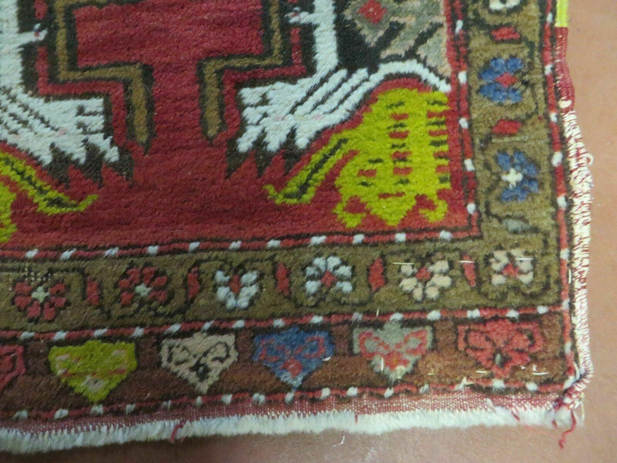 20" X 38" Antique Handmade Turkish Oushak Oshak Yastik Wool Rug Mat Turkey Nice