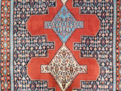 4x6 Western Kurdistan Kurdish Carpet Senneh Wool Area Rug Veg Dyes Red Blue Nice - Nuvé