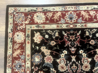 Black Sino Persian Rug 3x5, Wool with Silk Highlights, Floral, Fine 170 KPSI - Nuvé