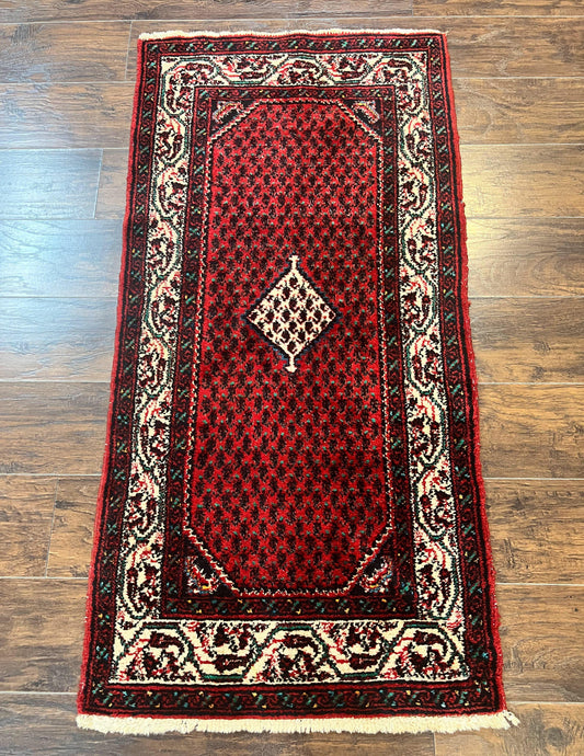 Persian Tribal Rug 2.6 x 5, Boteh Paisley Pattern, Red and Beige, Wool Hamadan Rug - Nuvé