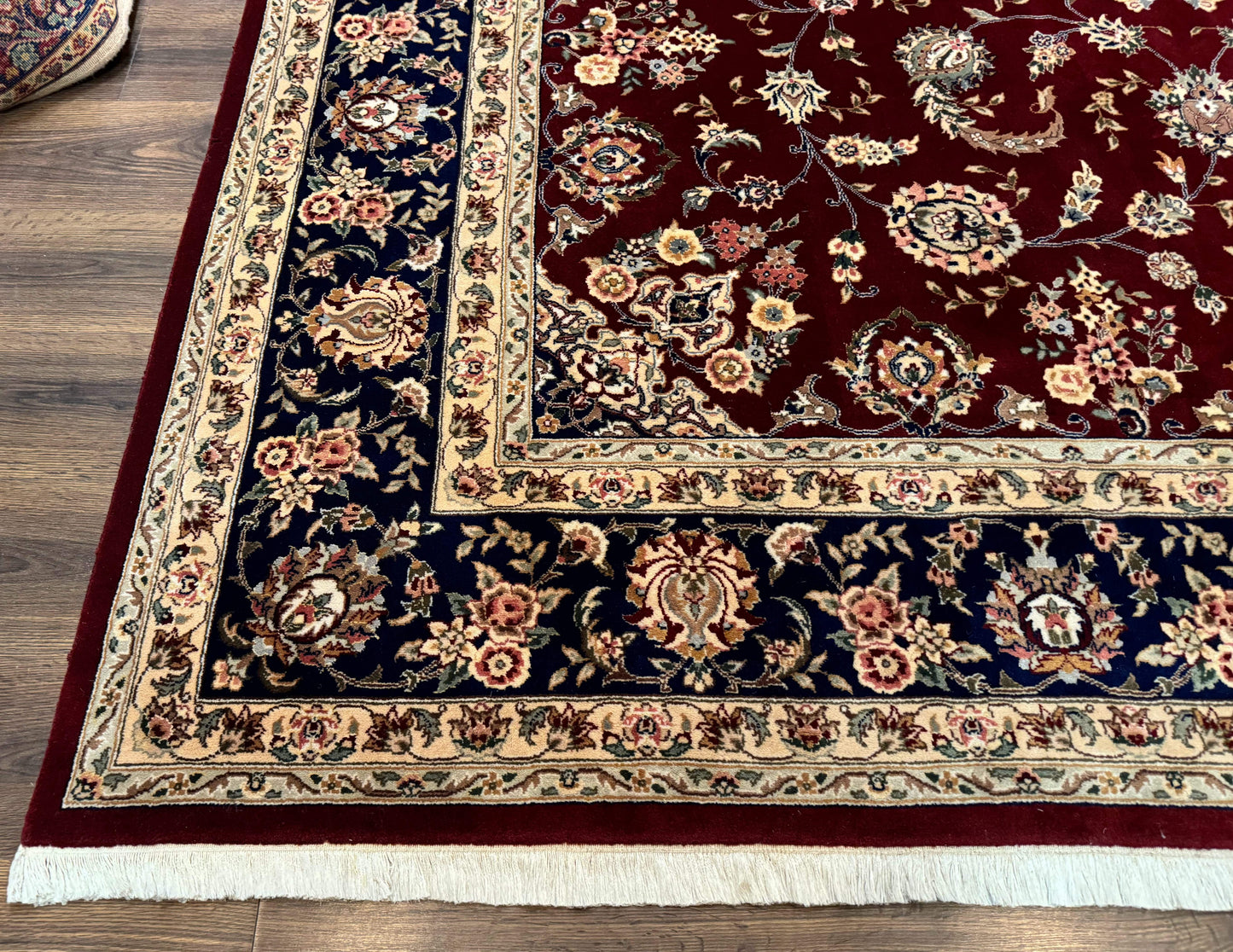 Sino Persian Rug 9x11, Burgundy and Navy Blue, Fine 200 KPSI, Floral Allover - Nuvé