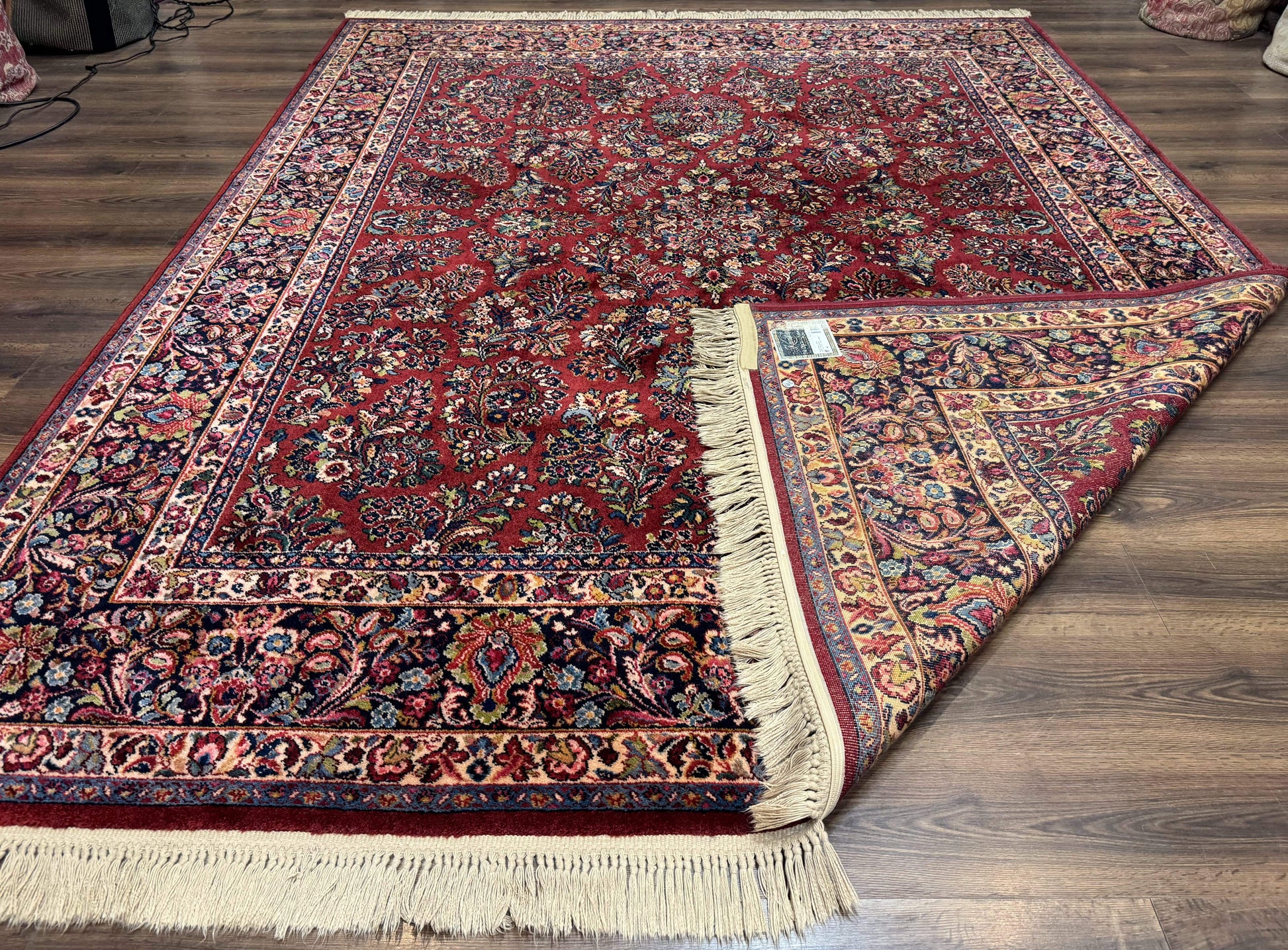 8.8 x 10.6 Karastan Red Sarouk Rug #785, Wool Pile Original 700 Series - Nuvé