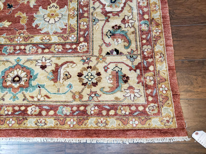 Safavieh Room Sized Rug 10x14, Wool Hand-Knotted Auburn Red & Light Gold Egyptian Mahal Oriental Carpet, 10 x 14 Large Living Room Rug - Nuvé