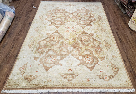 6x9 Pakistani Peshawar Rug, Handmade Wool Carpet, Soft Neutral Colors Rug, Vintage Rug for Modern Home - Nuvé