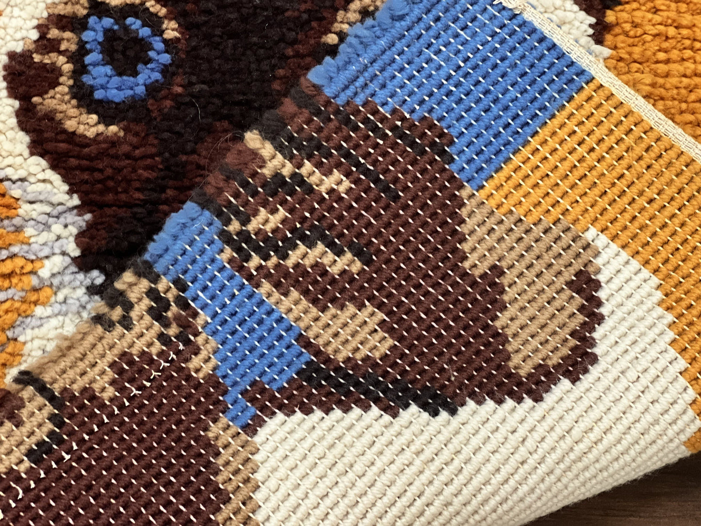 Small Shag Rug with Siamese Cat Pictorial, 2x3 ft Rug, Wool, Vintage, Danish Rya Shag Rug, Orange - Nuvé