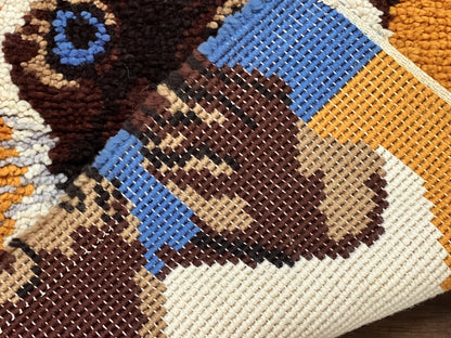 Small Shag Rug with Siamese Cat Pictorial, 2x3 ft Rug, Wool, Vintage, Danish Rya Shag Rug, Orange - Nuvé