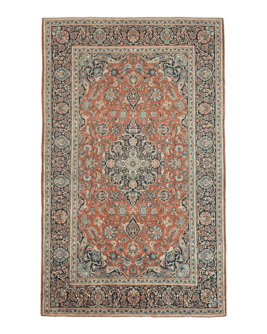 Persian Kashan Rug 4x7, Red, Floral Medallion, Vintage, Wool