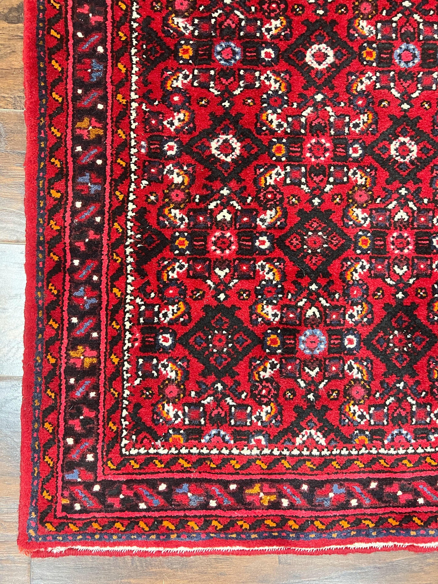 Persian Runner Rug 3 x 16, Wool Handmade Long Antique Hamadan Oriental Rug for Hallway, Red Tribal Rug, Allover Pattern, 3x16 Runner Rug - Nuvé