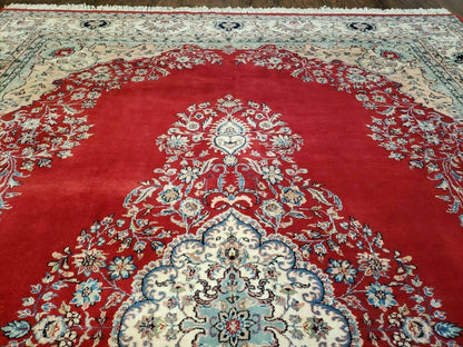 9' X 12' Vintage Handmade India Medallion Wool Rug Vegetable Dyes Nice Red - Nuvé