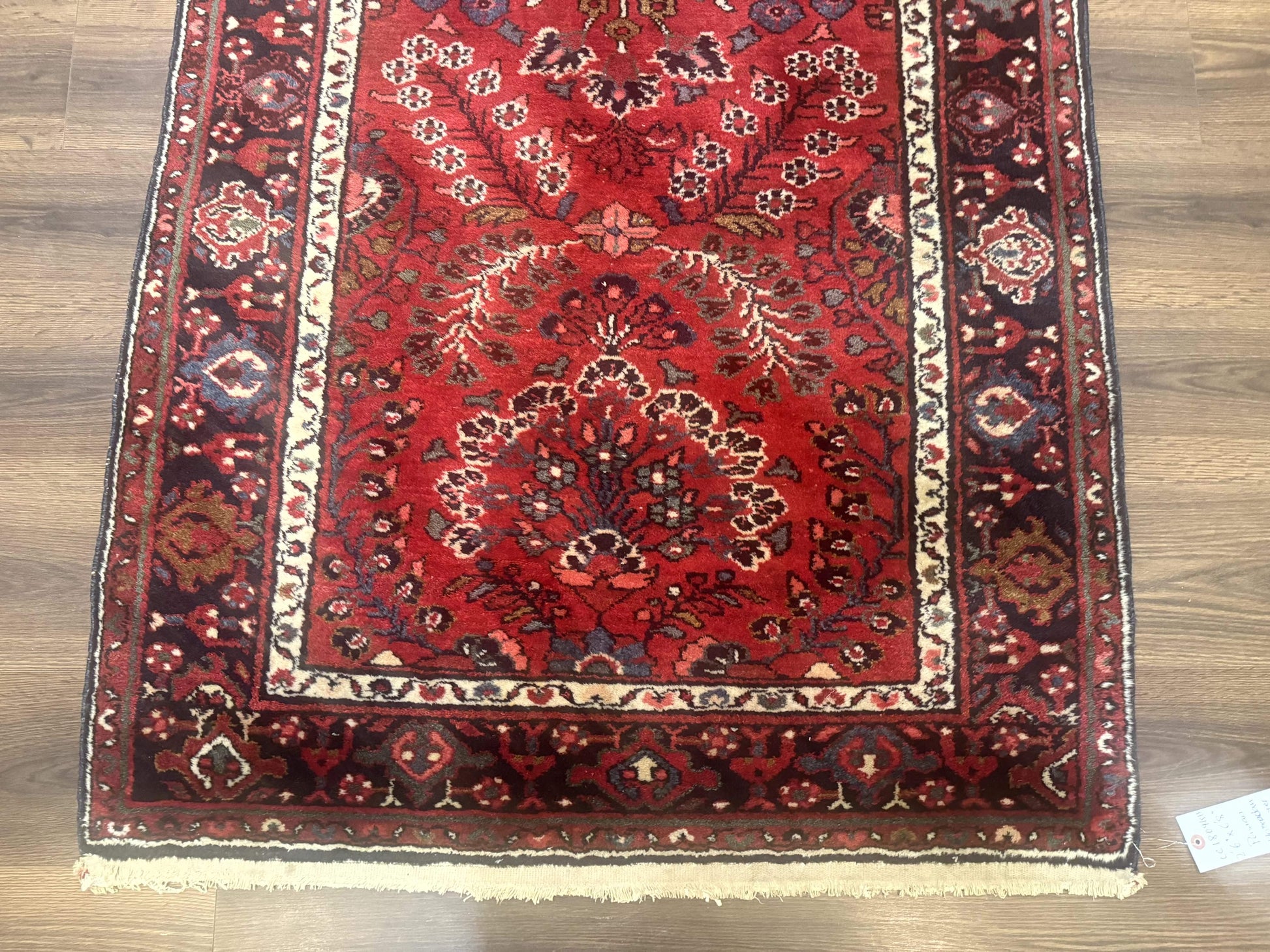 Red Persian Rug 2.6 x 6.8, Floral, Antique Per'sian Carpet, Persian Malayer Rug, Hamadan Rug - Nuvé