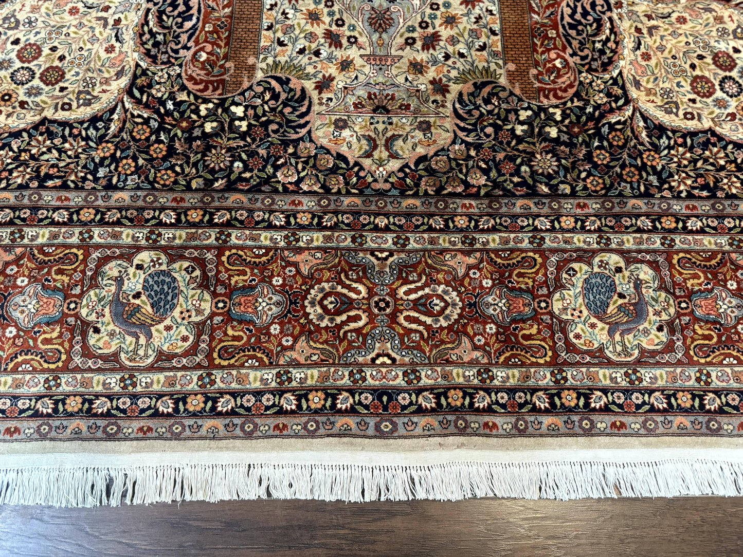 Wonderful Pak Persian Rug 9x12, Very Fine 260 KPSI, Floral Peacocks, Handmade Vintage Wool Rug - Nuvé