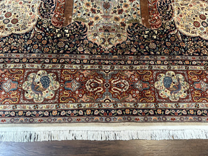 Wonderful Pak Persian Rug 9x12, Very Fine 260 KPSI, Floral Peacocks, Handmade Vintage Wool Rug - Nuvé