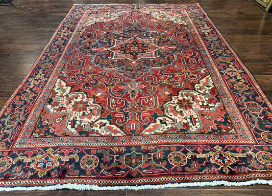 Persian Heriz Rug 6.6 x 9, Geometric Wool Persian Carpet - Nuvé