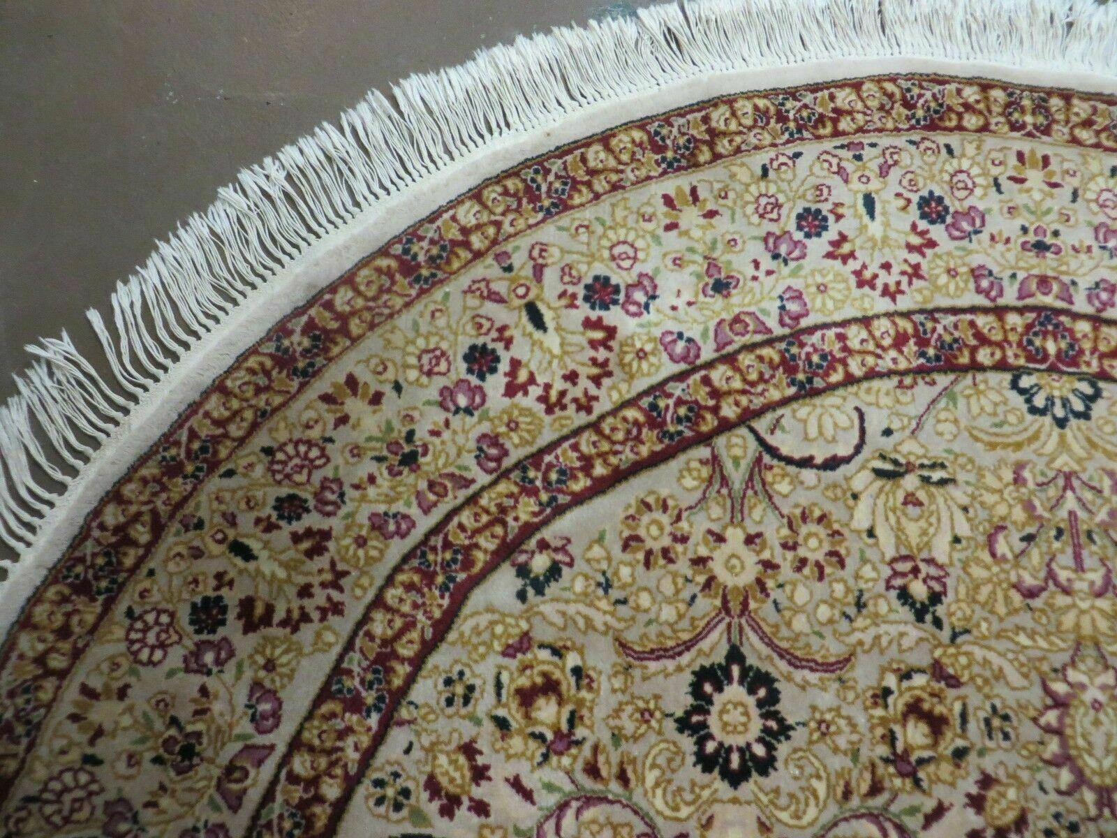 6' Handmade Fine Indian Wool Rug Carpet Round Silk Accent Beauty - Nuvé