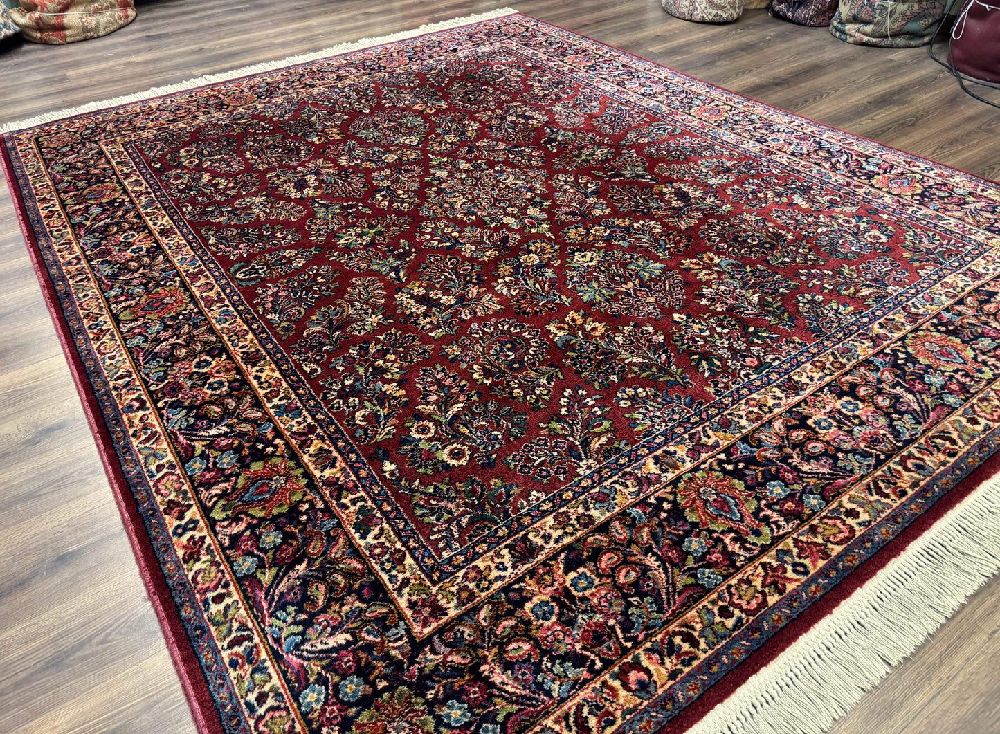 8.8 x 10.6 Karastan Red Sarouk Rug #785, Wool Pile Original 700 Series - Nuvé