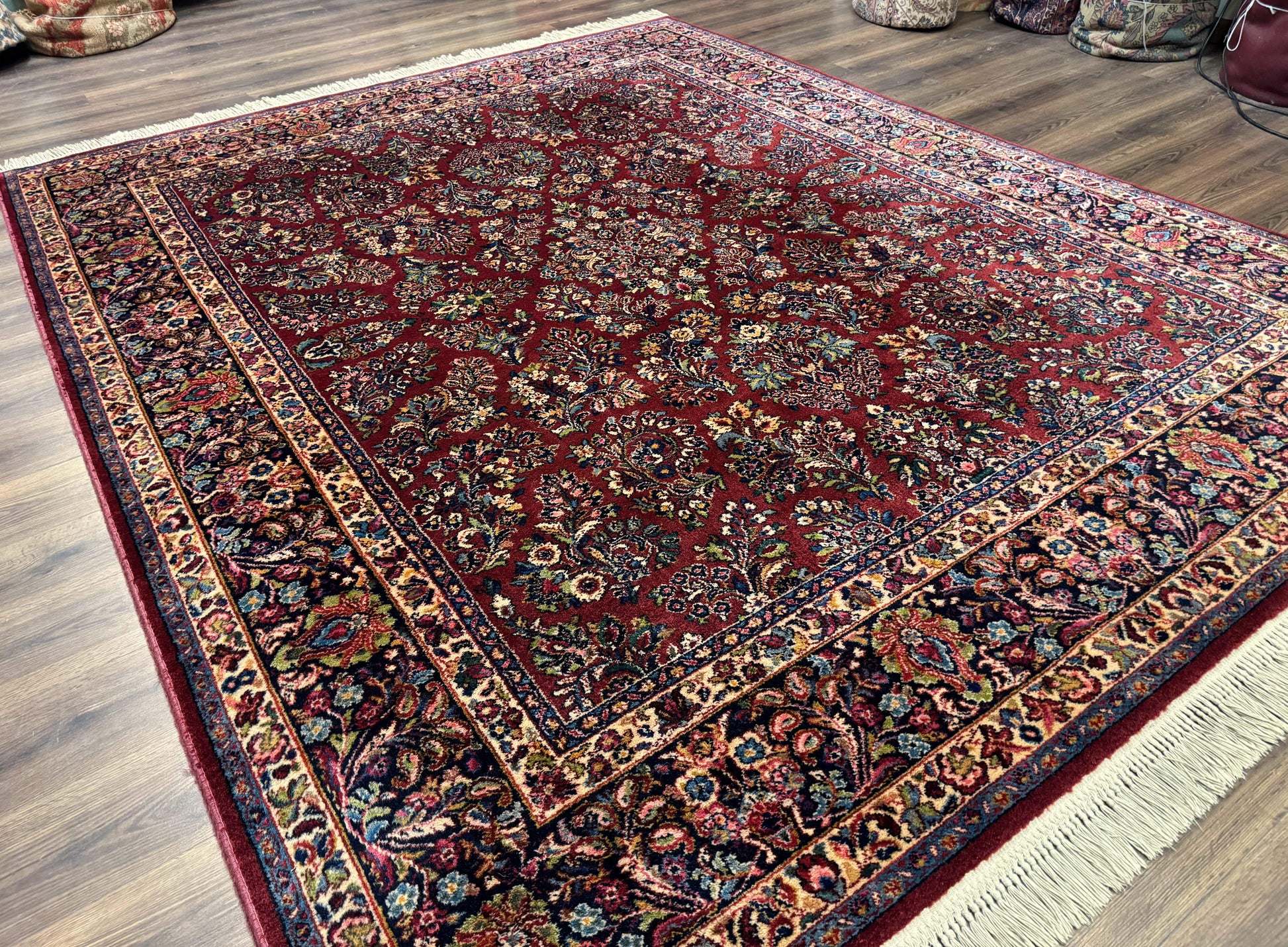 8.8 x 10.6 Karastan Red Sarouk Rug #785, Wool Pile Original 700 Series - Nuvé
