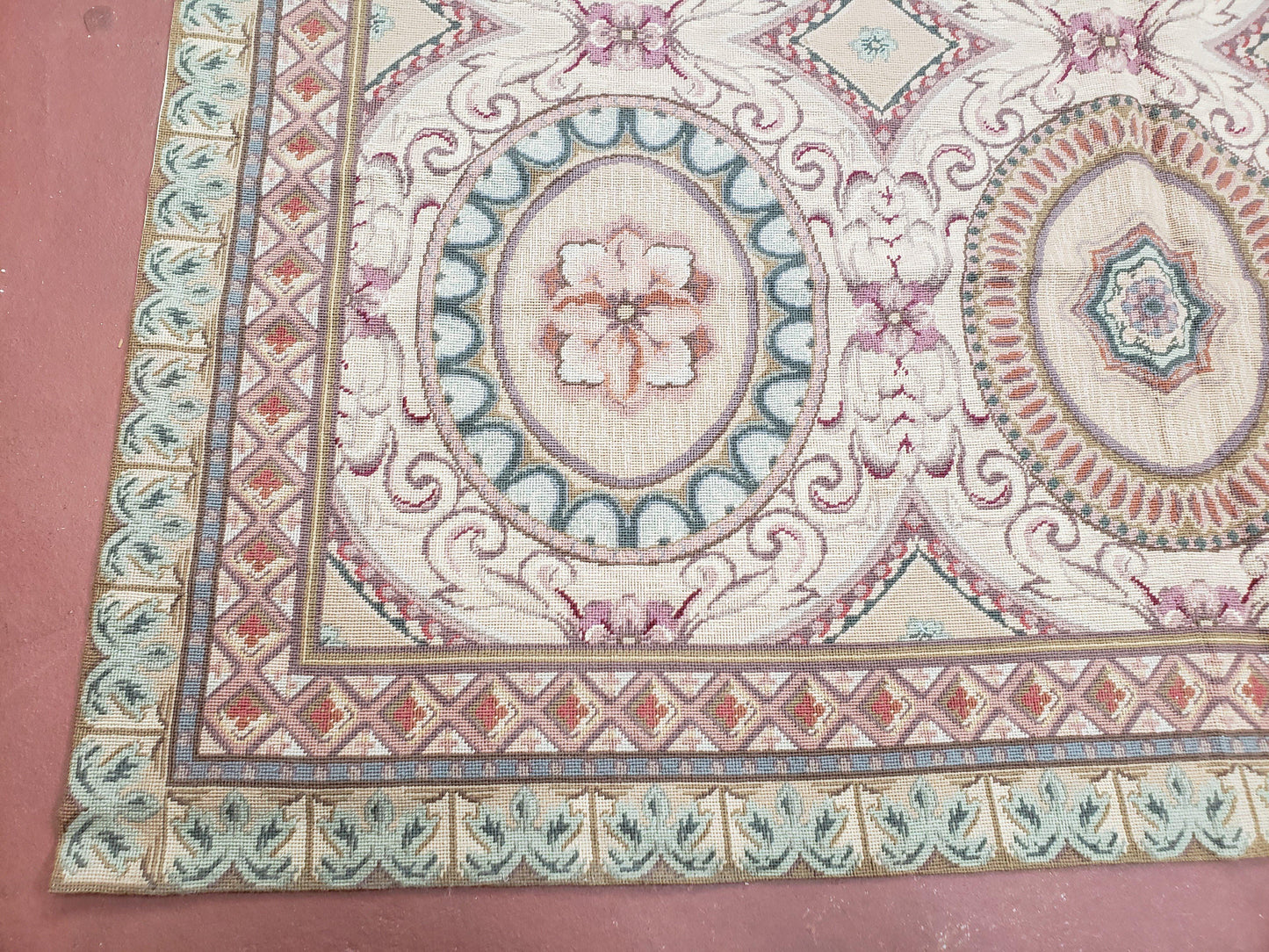 New Needlepoint Rug, 6x9 Needlepoint Carpet, Flatweave Rug, Vicotorian French European English Decor, Elegant Rug for Living Room, Handmade - Nuvé