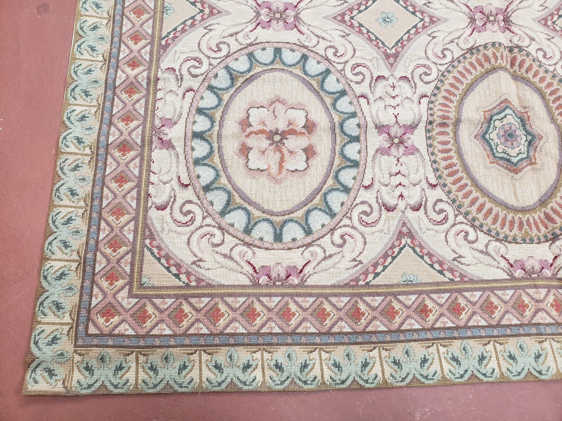 New Needlepoint Rug, 6x9 Needlepoint Carpet, Flatweave Rug, Vicotorian French European English Decor, Elegant Rug for Living Room, Handmade - Nuvé