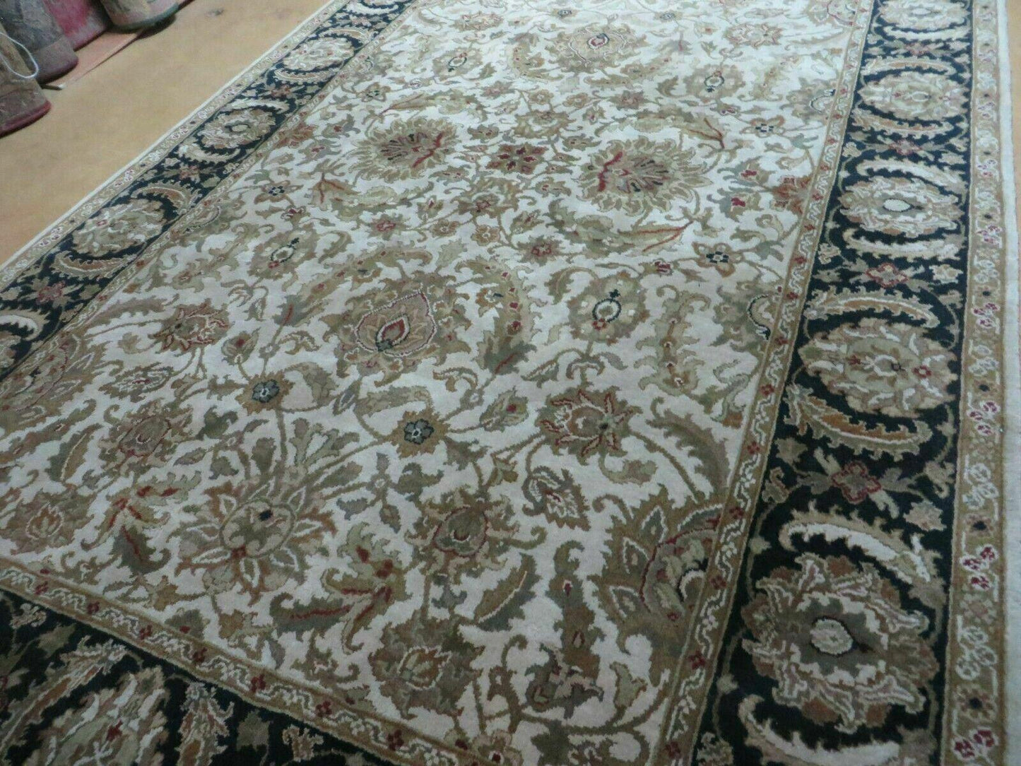 6' X 9' Vintage Handmade India Top Quality Jaipur Floral Oriental Tea Wash Nice - Nuvé