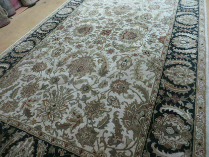 6' X 9' Vintage Handmade India Top Quality Jaipur Floral Oriental Tea Wash Nice - Nuvé