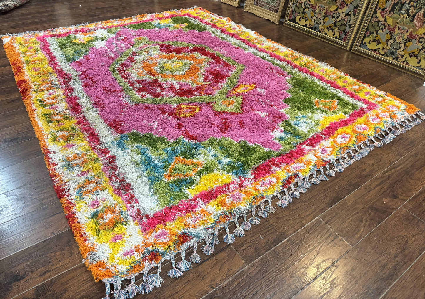 Colorful Shag Rug 8x10, Fuchsia and Multicolor - Nuvé