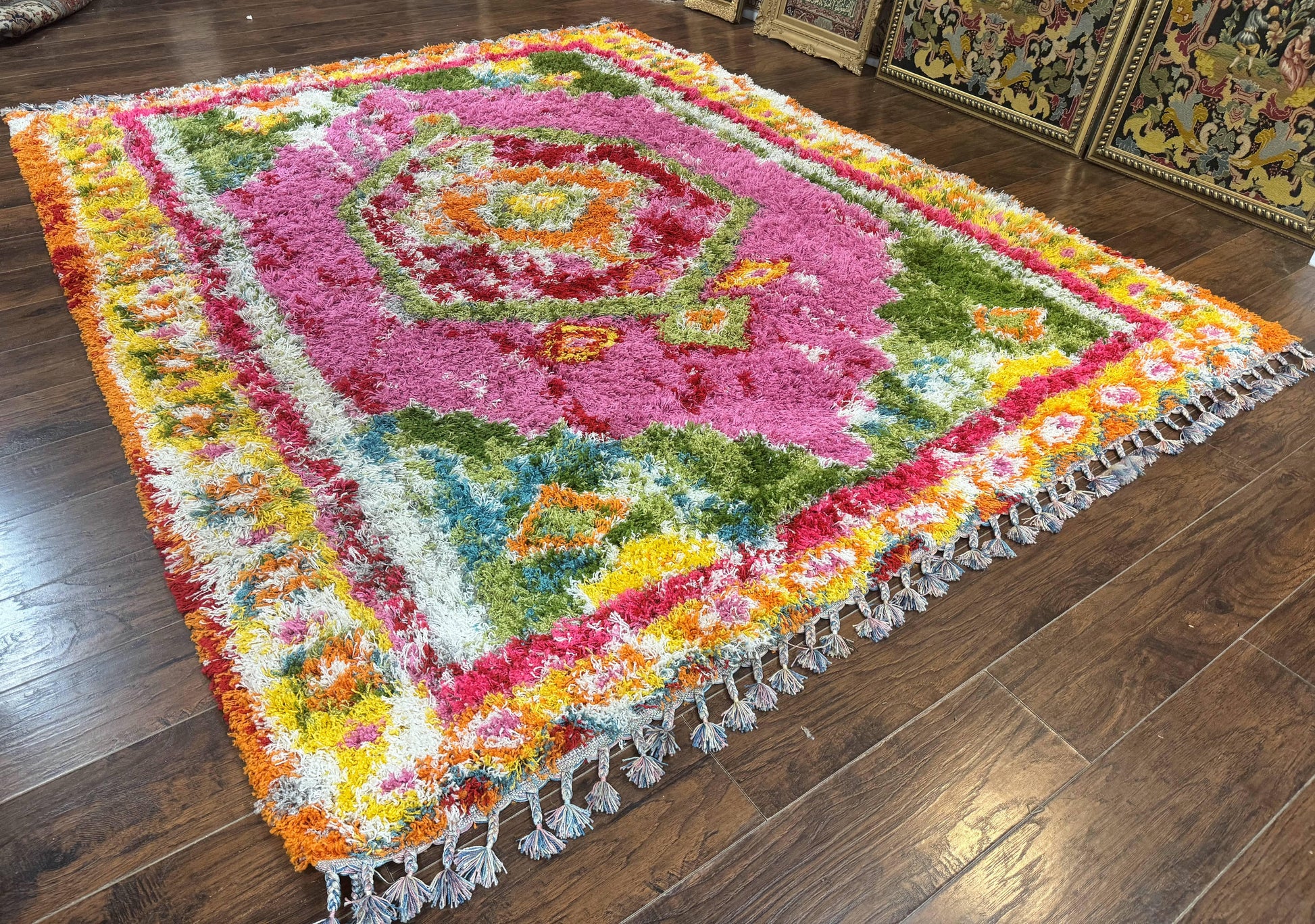 Colorful Shag Rug 8x10, Fuchsia and Multicolor - Nuvé