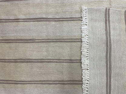 5x8 Turkish Kilim Rug, Flatweave Carpet, Striped Blanket, Southwestern Design, New, Gray, Wool, High Quality, Hand-Knotted - Nuvé