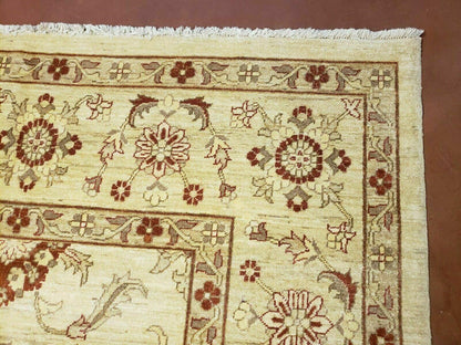 Oushak Rug 10x14 Neutral Colors Handmade Peshawar Wool Carpet Oatmeal Beige - Nuvé