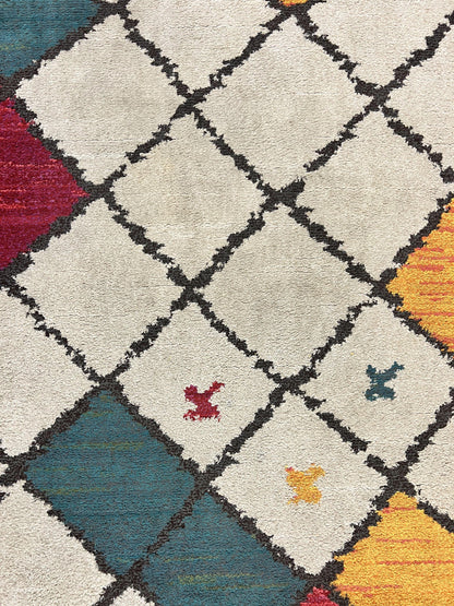 Panel Design Rug 5 x 7.6, Ivory/Beige & Multicolor - Nuvé