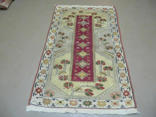 3' X 5' Vintage Handmade Turkish Turkey Oushak MILAS Wool Accent Rug Carpet Nice - Nuvé