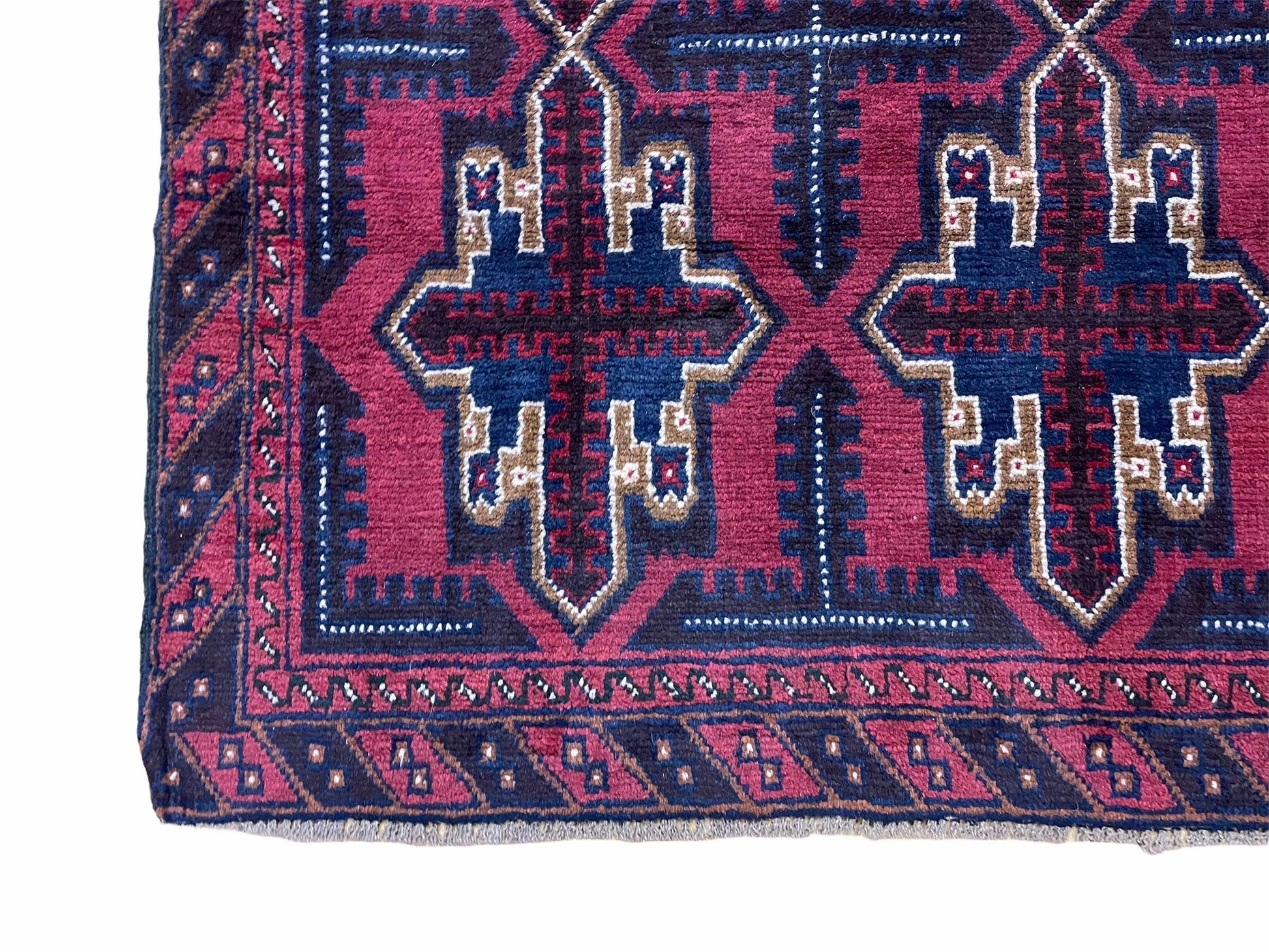 3X5 Vintage Handmade Tribal Wool Rug Balouchi Rug Afghan Rug Red Beige Blue Nice - Nuvé