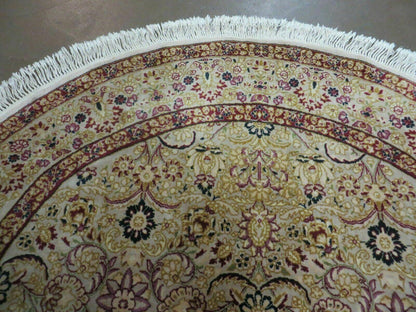6' Handmade Fine Indian Wool Rug Carpet Round Silk Accent Beauty - Nuvé