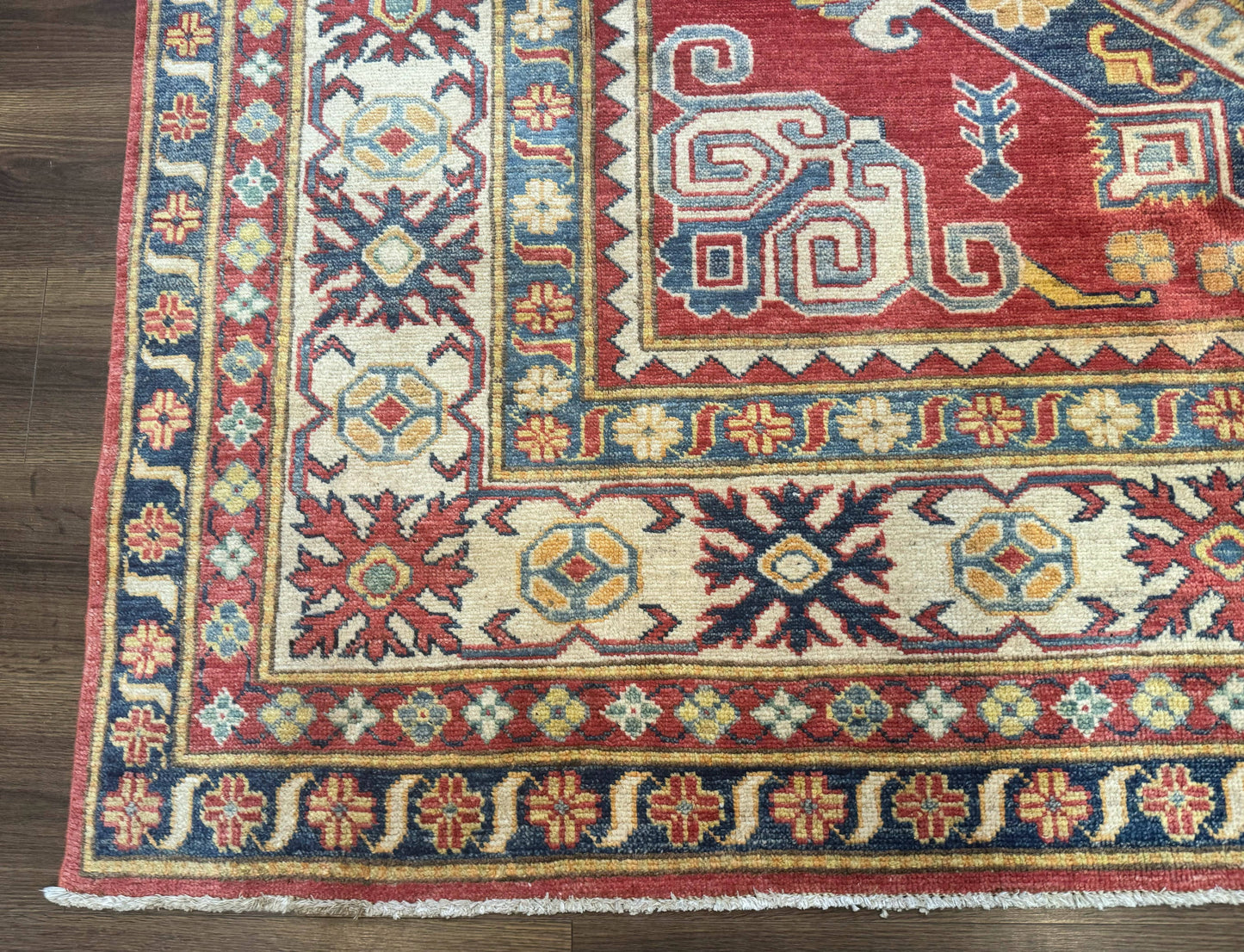 Turkish Kazak Rug 7.6 x 9.5, Geometric Medallions, Caucasian Pattern - Nuvé