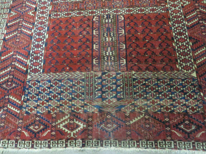 Antique Turkoman Rug 4x5, Ensi Hatchli Tekke Wool Rug - Nuvé