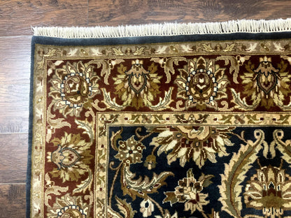 Indian Agra Rug 6x9, Floral, Traditional Rug, Dark Green Maroon Tan - Nuvé