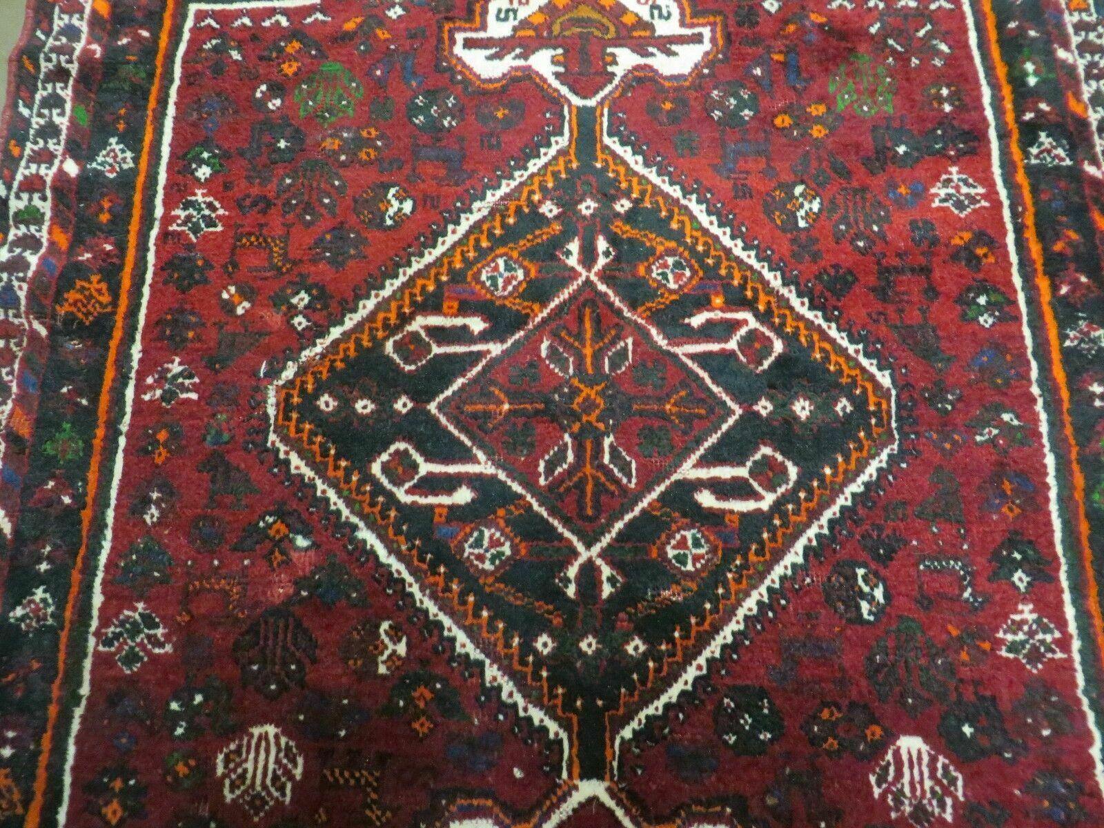 4' X 6' Antique Handmade Turkish Wool Veg Dyes Rug Organic Red Nice M10 - Nuvé