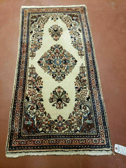 2' 7" X 4' Vintage Handmade Indian Medallion Wool Floral Beige Rug - Nuvé