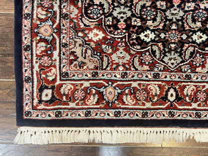Indo Persian Rug 3x4, Herati Allover Pattern, Midnight Blue and Red, Small Vintage Handmade Wool Rug - Nuvé