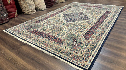 Persian Rug 8x11, Belgium Power Loomed Rug, Kirman Lavar Floral Design, Vintage Rug - Nuvé